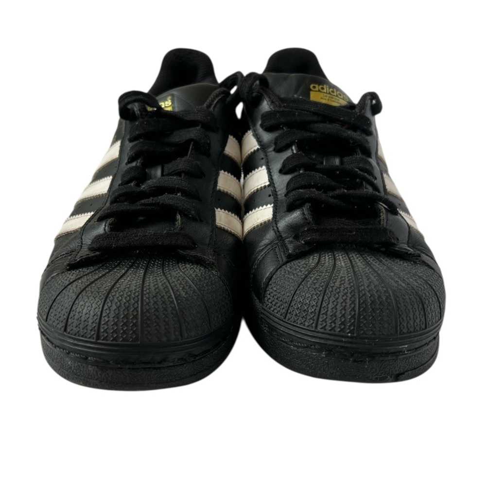 adidas Superstar Core Black Matter Gold Three Stripe Men’s Retro Sneakers 7.5